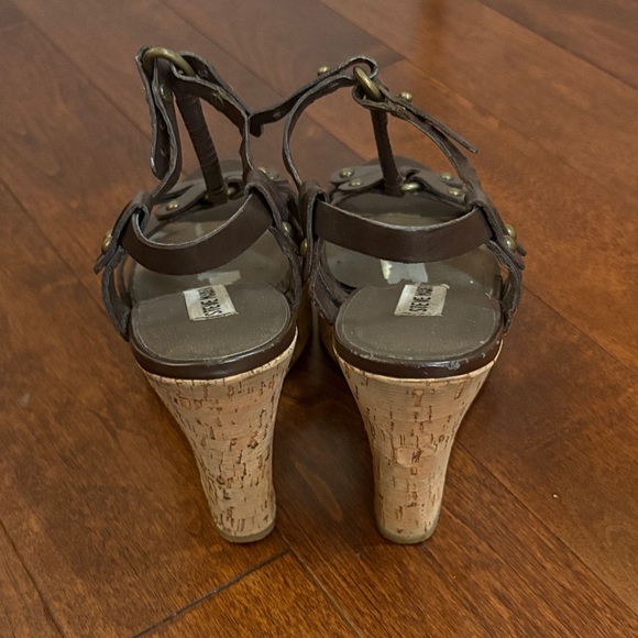 Steve Madden Dark Brown Strappy Wedge Sandals - Picture 4 of 8